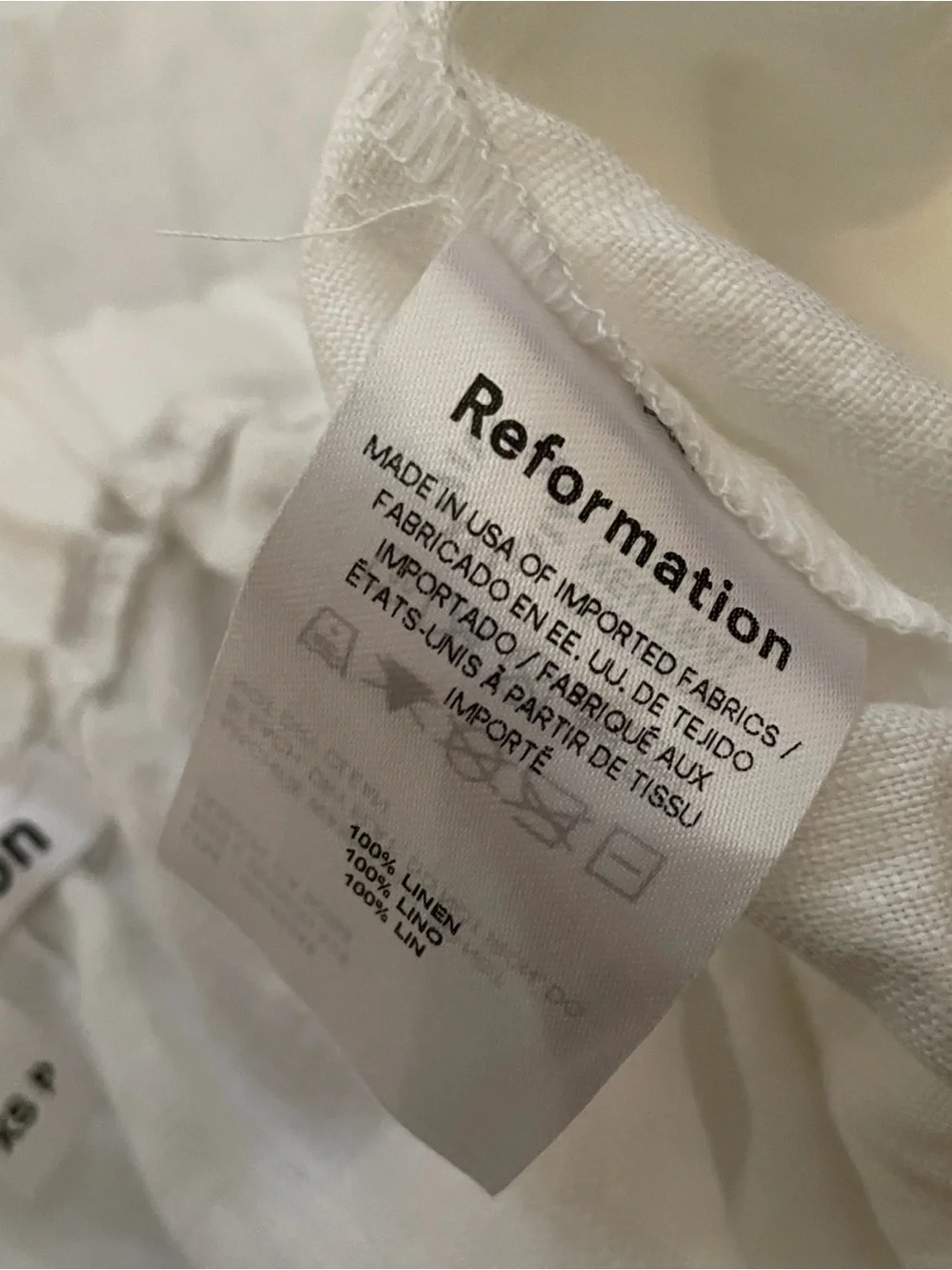 Reformation Women's White Linen Drawstring Wide Leg Pants Petite Size XS